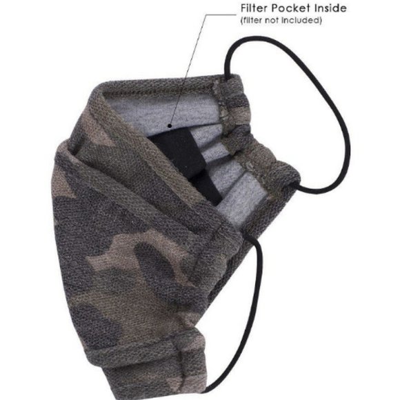 Green Camouflage Face Mask with Filter Pocket - Picture 2 of 2